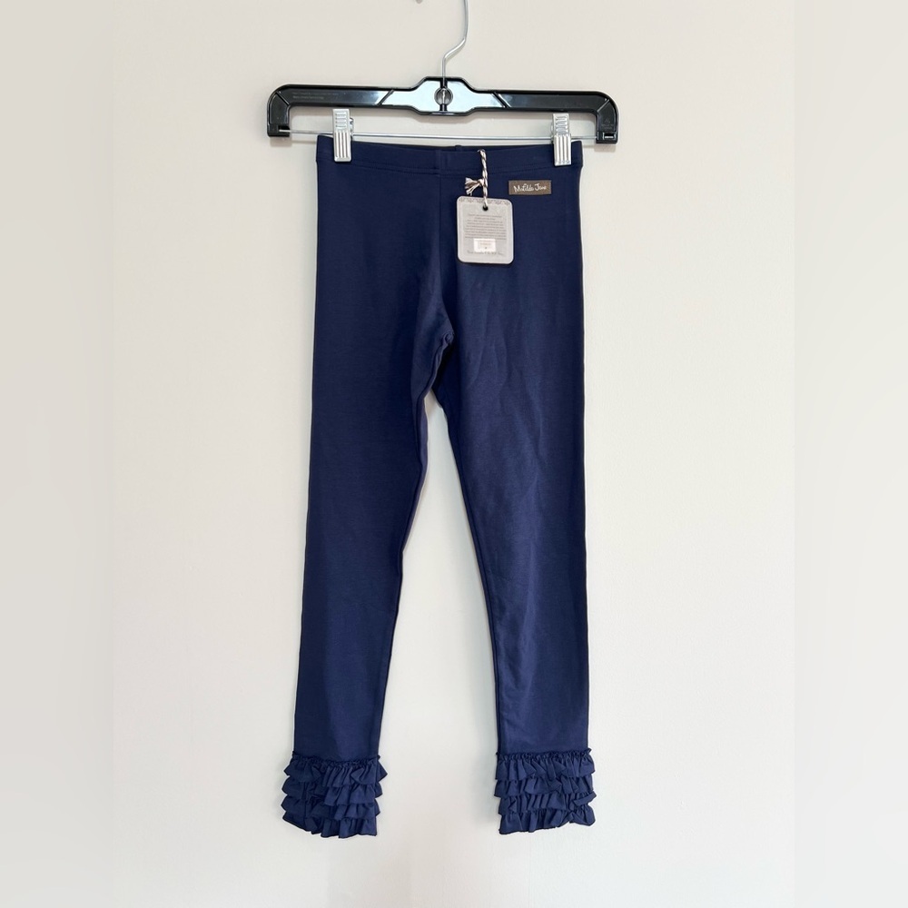 Matilda Jane NWT Girls Blueberry Cloud Pop Ruffle Cuff Leggings in Navy Blue, 8